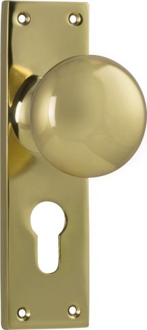 TRADCO DOOR KNOB VICTORIAN EURO PAIR POLISHED BRASS