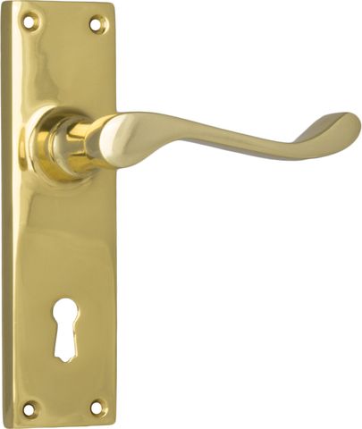 TRADCO DOOR LEVER VICTORIAN LOCK PAIR POLISHED BRASS