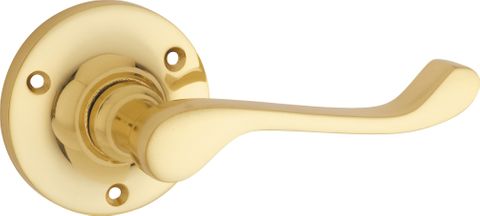 TRADCO DOOR LEVER VICTORIAN ROUND ROSE PAIR POLISHED BRASS