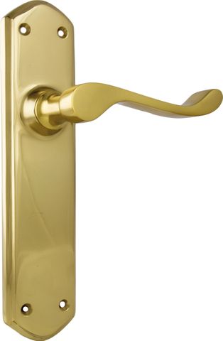 TRADCO DOOR LEVER WINDSOR LATCH PAIR POLISHED BRASS
