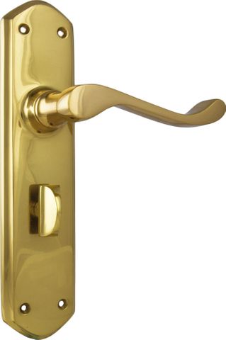 Tradco TRA1042P Door Lever Windsor Privacy Pair Polished Brass
