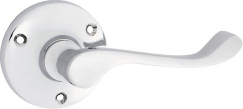 TRADCO DOOR LEVER VICTORIAN ROUND ROSE PAIR CHROME PLATED