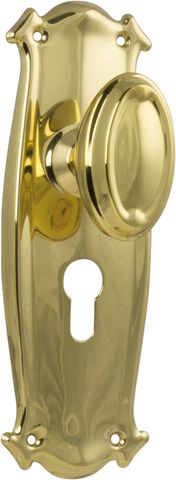 TRADCO DOOR KNOB BUNGALOW EURO PAIR POLISHED BRASS
