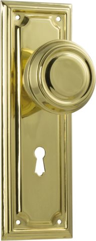 TRADCO DOOR KNOB EDWARDIAN LOCK PAIR POLISHED BRASS