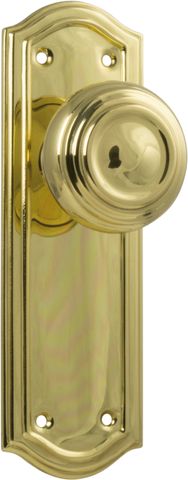 TRADCO DOOR KNOB KENSINGTON LATCH PAIR POLISHED BRASS