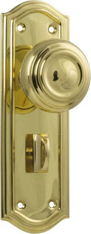 TRADCO DOOR KNOB KENSINGTON PRIVACY PAIR POLISHED BRASS