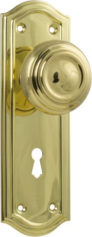 TRADCO DOOR KNOB KENSINGTON LOCK PAIR POLISHED BRASS