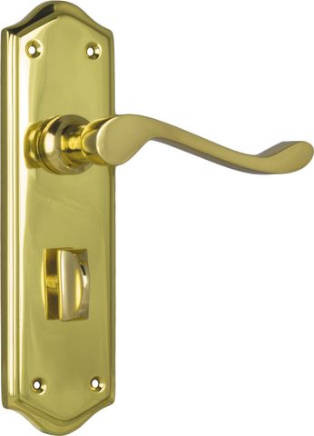 TRADCO DOOR LEVER HENLEY PRIVACY PAIR POLISHED BRASS