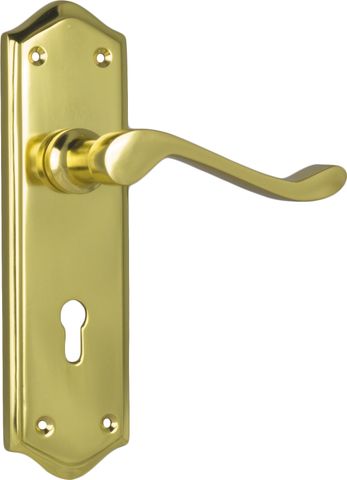 TRADCO DOOR LEVER HENLEY LOCK PAIR POLISHED BRASS