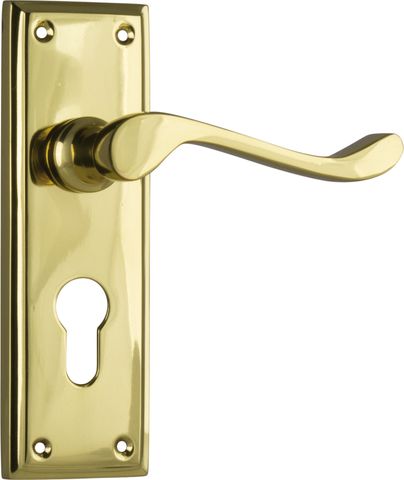 TRADCO DOOR LEVER CAMDEN EURO PAIR POLISHED BRASS