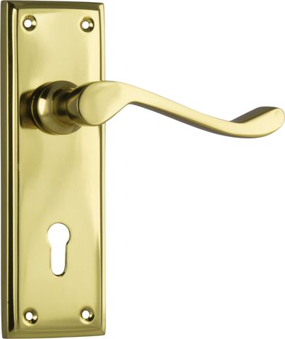 TRADCO DOOR LEVER CAMDEN LOCK PAIR POLISHED BRASS