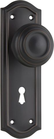 TRADCO DOOR KNOB KENSINGTON LOCK PAIR ANTIQUE COPPER