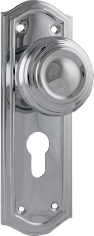 TRADCO DOOR KNOB KENSINGTON EURO PAIR CHROME PLATED