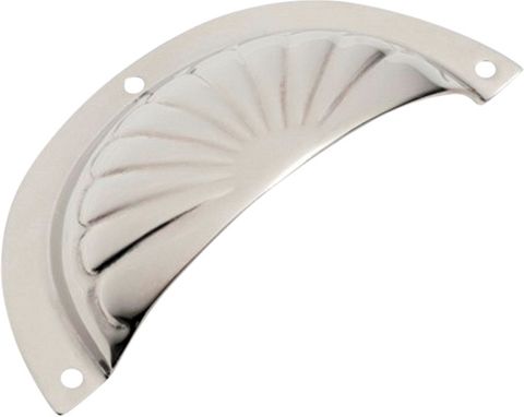 TRADCO DRAWER PULL SHEET BRASS FLUTED POLISHED NICKEL