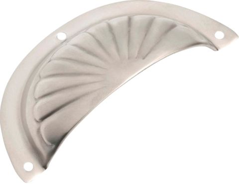 TRADCO DRAWER PULL SHEET BRASS FLUTED SATIN NICKEL L97XH40MM