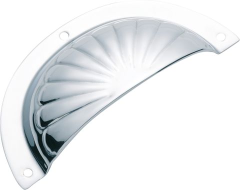 TRADCO DRAWER PULL SHEET BRASS FLUTED SATIN CHROME L97XH40MM