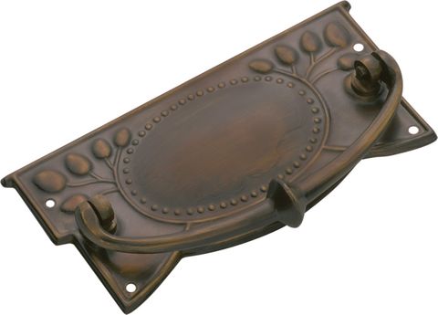 TRADCO CABINET PULL HANDLE SHEET BRASS EDWARDIAN AB