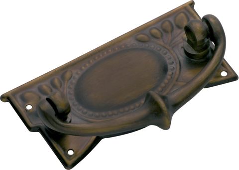 TRADCO CABINET PULL HANDLE SHEET BRASS EDWARDIAN AB