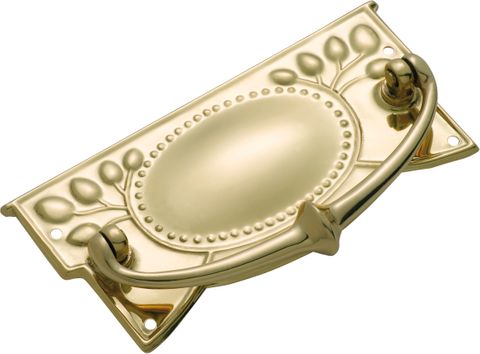 TRADCO CABINET PULL HANDLE SHEET BRASS EDWARDIAN PB