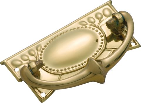 TRADCO CABINET PULL HANDLE SHEET BRASS EDWARDIAN PB