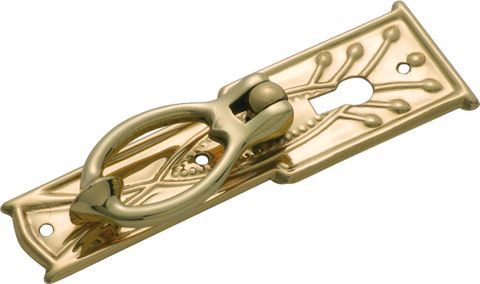 TRADCO CABINET PULL HANDLE SHEET BRASS EDWARDIAN KEYHOLE PB