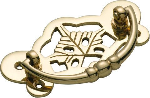 TRADCO CABINET PULL HANDLE MAPLE LEAF POLISHED BRASS