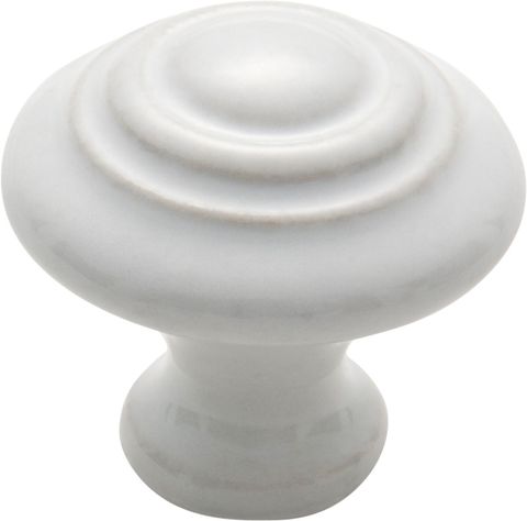 TRADCO CUPBOARD KNOB WHITE PORCELAIN DOMED D32XP33MM