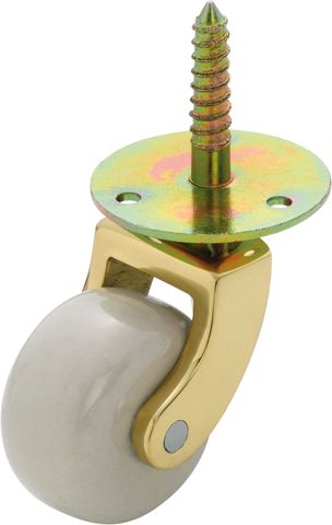 TRADCO CASTOR SCREW PLATE WHITE PORCELAIN WHEEL PB D38MM