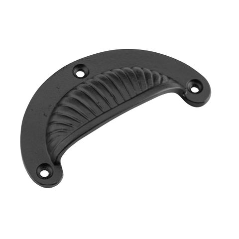 Tradco TRA3571 Drawer Pull Fluted Iron Matt Black H50xl95mm