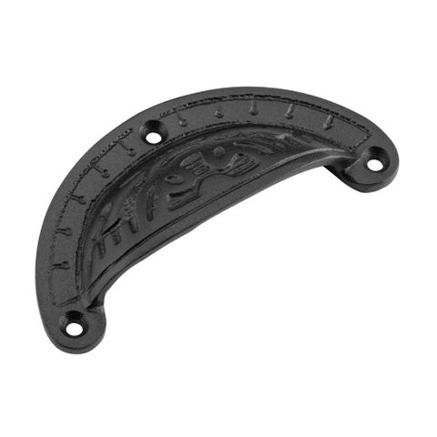 Tradco TRA3573 Drawer Pull Ornate Iron Matt Black H40xl100mm