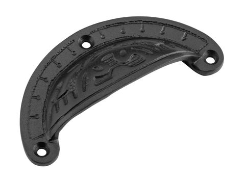 TRADCO DRAWER PULL ORNATE IRON MATT BLACK H40XL100MM