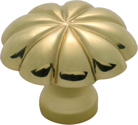 TRADCO CUPBOARD KNOB FLUTED POLISHED BRASS D35XP26MM