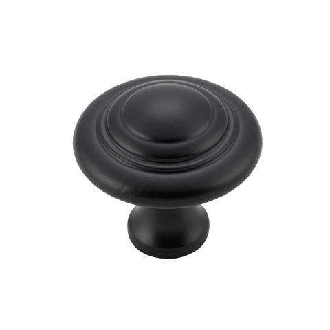 Tradco TRA3688 Cupboard Knob Iron Domed Matt Black D32xp29mm