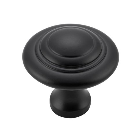 TRADCO CUPBOARD KNOB IRON DOMED MATT BLACK D38XP35MM
