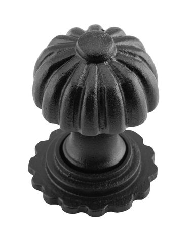 TRADCO CUPBOARD KNOB FLUTED IRON BACKPLATE MATT BLACK