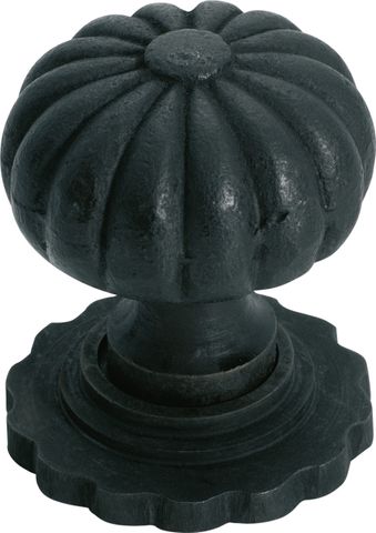 TRADCO CUPBOARD KNOB FLUTED IRON BACKPLATE MATT BLACK