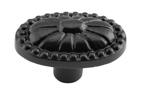 TRADCO CUPBOARD KNOB ORNATE IRON MATT BLACK H35XW54XP36MM