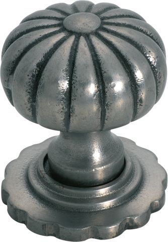 TRADCO IRON FLUTED CUPBOARD KNOB WITH BACKPLATE