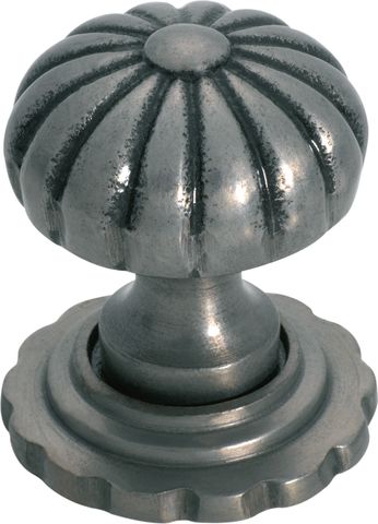 TRADCO CUPBOARD KNOB IRON FLUTED BACKPLATE POLISHED METAL