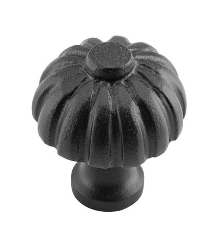 Tradco TRA3701 Cupboard Knob Fluted Iron Matt Black D32xp36mm