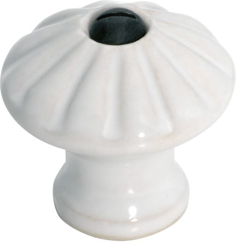 TRADCO WHITE PORCELAIN FLUTED UPBOARD KNOB