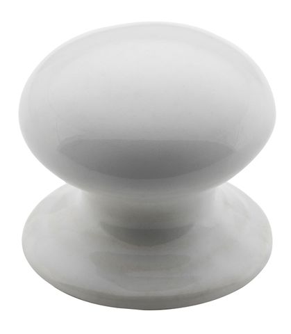 TRADCO WHITE PORCELAIN ROUND CUPBOARD KNOB