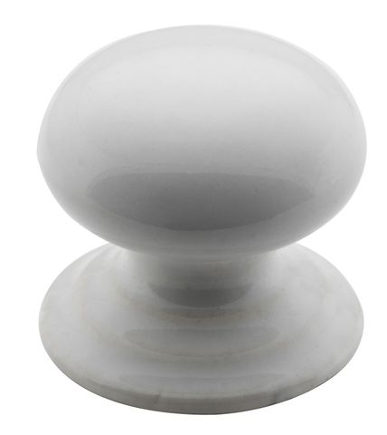 TRADCO CUPBOARD KNOB WHITE PORCELAIN ROUND D38XP37MM