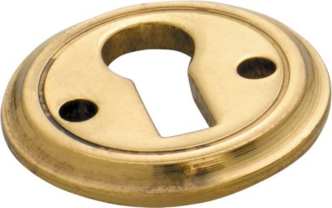 TRADCO CUPBOARD ESCUTCHEON ROUND POLISHED BRASS D23MM