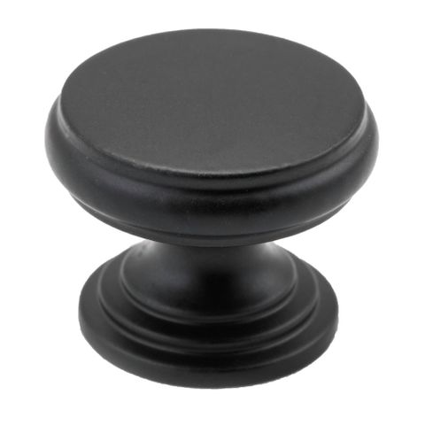 Tradco TRA3878 Cupboard Knob Flat Matt Black D25xp20mm