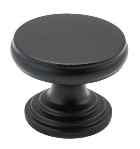 Tradco TRA3879 Cupboard Knob Flat Matt Black D32xp23mm
