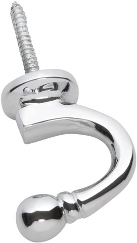 TRADCO CURTAIN TIE BACK HOOK STANDARD CHROME PLATED P45MM