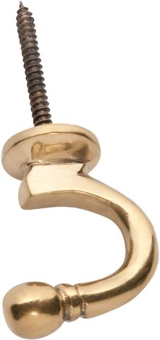 TRADCO CURTAIN TIE BACK HOOK STANDARD POLISHED BRASS P45MM