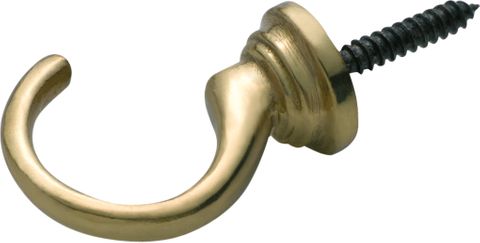 TRADCO CURTAIN TIE BACK HOOK STANDARD SMALL POLISHED BRASS