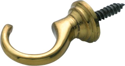 TRADCO CURTAIN TIE BACK HOOK STANDARD MEDIUM POLISHED BRASS